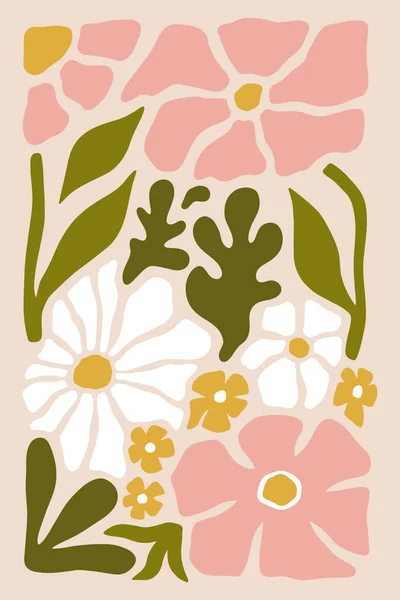 Modèle Abstrait Affiches Florales Moderne Mode Matisse Style Minimal Conception — Image vectorielle