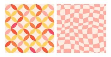 60 'larda, 70' lerde, 80 'lerde, geometrik soyut arka planlarda kusursuz desenlerin toplanması. Şık, modaya uygun doku koleksiyonu