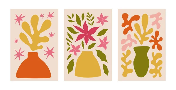 Soyut Çiçek Posteri Çiçekli Hippi Tarzında Yaprakları Olan Son Moda — Stok Vektör