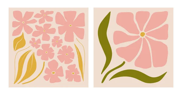 Ίχνη Λουλουδιών Χίπις Floral Αφίσα Θετικά Στοιχεία Λουλουδιών Αισθητική Επίπεδη — Διανυσματικό Αρχείο