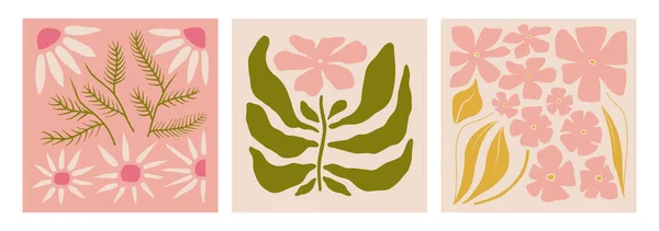 추상적 포스터 물결치는 식물학적 예술은 파스텔 색깔의 무늬를 가지고 현대의 — 스톡 벡터