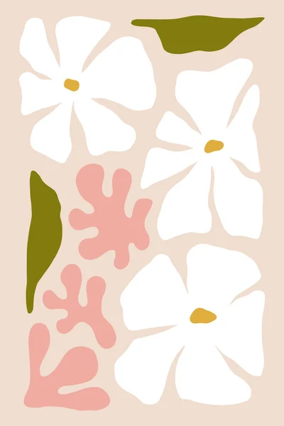 Cartaz Flores Margarida Abstrato Estilo Funky Groovy Trippy Formas Orgânicas — Vetor de Stock