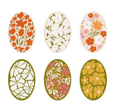 Oval formda modern çiçek kompozisyonları. Dekorasyon için baskılar, posterler, tişört baskısı, sosyal medya grafikleri, duvar resimleri. Çiçekli Retro Groovy Elips posterleri. İç soyut resim. 