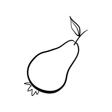 Armut karalaması, meyve malzemesi pişirme. Elle çizilmiş tatlı yiyecekler, düzgün beslenme, sağlıklı beslenme. Çizim, minimalizm, çizgi sanatı. İzole vektör illüstrasyonu