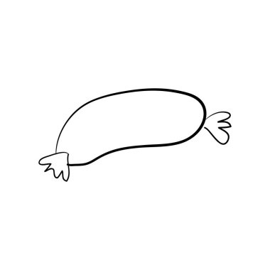 El yapımı sosis. Kara karalama vektörü çizim çizimi besin elementi. Yemek pişirmek için ikon mutfak malzemeleri. Beyaz arkaplanda izole edilmiş vektör sosisi