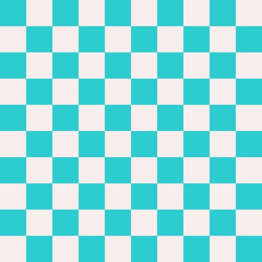 Dama desenli, dikdörtgen desenli, klasik estetik arka plan, dama tahtası deseni. Garip hippi moda tekstil baskısı, fayans vektör desenli retro mavi ve beyaz kare arkaplan 