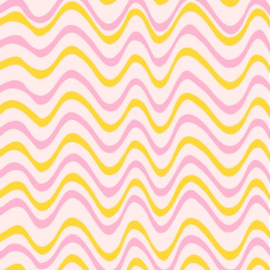 Eski moda hippi geçmişi. Dalgalar, girdap, kıvrılma çizgileri. Çarpık ve çarpık vektör dokusu modaya uygun, modaya uygun, psikedelik tarzda. Tekstil ve ambalaj kağıdı için Y2k estetik baskı