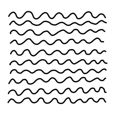 El yapımı çizgi dokusu. Vektör karalama, yatay ve dalga vuruşları arka plan. Karalama şekilleri. Moda illüstrasyon. Grafik vektör freehand dokusu. Beyaz arkaplanda mürekkep çizgileri izole edildi