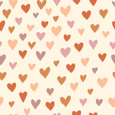 Renkli kalplerle boho tarzında kusursuz desenli tasarım. Basit soyut dokular. Romantik bir geçmişi var. Kumaş, tekstil ve giysi için harika..