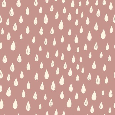 Yağmur damlaları el izi bırakmadan çizilmiş. Pastel renkli çocuk odası dekoru. Çocuk yuvası. Gökkuşağı yağmur damlaları. Bebek partisi. Kumaş, kart, duvar kâğıdı için şirin bir tasarım. Vektör illüstrasyonu.