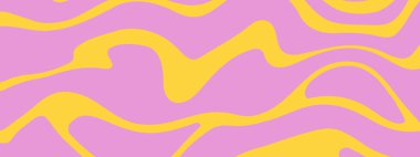 Mermer vektör dokusu. Soyut sıvı dalgalı arka plan. Optik illüzyon hareketi çizgili üç boyutlu etki. Sarı ve leylak renkleri