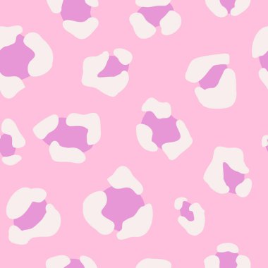 Y2k leopar desensiz arka plan. Pembe saykodelik leopar deseni. Kusursuz, modası geçmiş, soyut bir hayvan, deri deseni. Moda illüstrasyon. Vektör grafik illüstrasyonu