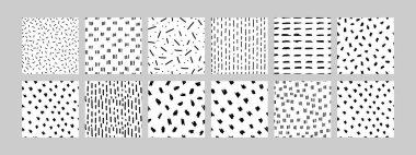 Siyah ve beyaz olarak soyut, pürüzsüz desenler çizilmiş bir el koleksiyonu. Modern tasarımlar, geçmiş, ambalaj, markalaşma ve tekstil baskıları için mükemmel. Minimalist, yaratıcı ve çok yönlü elementler