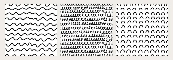 Çeşitli soyut şekillere sahip, kusursuz desenler. Mürekkep ve keçeli kalemle çizilmiş arka planlar. İskandinav tarzında çizgiler, çizgiler ve vuruşlar. Vektör