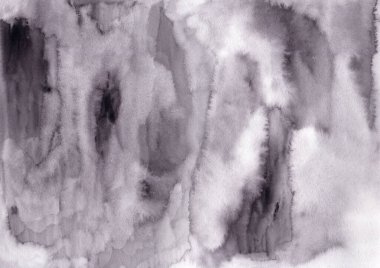 Soyut siyah-beyaz suluboya arka plan. Yumuşak fırça darbeleri ve organik akışla zarif gri doku. Minimalist ve sanatsal tasarım, modern baskılar, posterler ve web kullanımı için mükemmel.