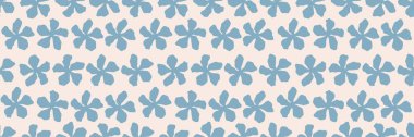 Açık bej arka planda soyut mavi çiçekli kusursuz çiçek deseni. Modern minimal tasarım tekstil, duvar kağıtları, kırtasiye malzemeleri, hediye paketi ve dijital kullanım için mükemmel. Vektör illüstrasyonu