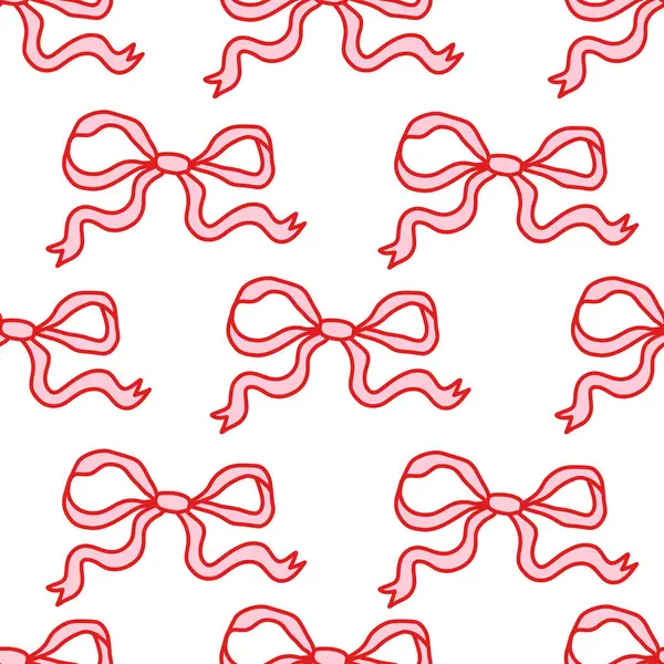 Beyaz arka planda elle çizilmiş kırmızı fiyonklu kusursuz desen. Şirin ve kız işi coquette tarzı, kumaş, ambalaj, ambalaj kağıdı, dijital kağıt, kırtasiye ve romantik tasarım projeleri için mükemmel..