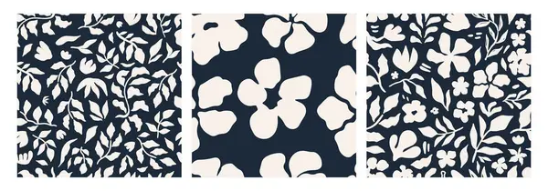 Siyah ve beyaz renklerde soyut, dikişsiz desen. Kusursuz tekrarı olan soyut botanik baskı. Dekoratif amaçlar, ambalaj ve tekstil sanatı için harika. Vektör illüstrasyonu