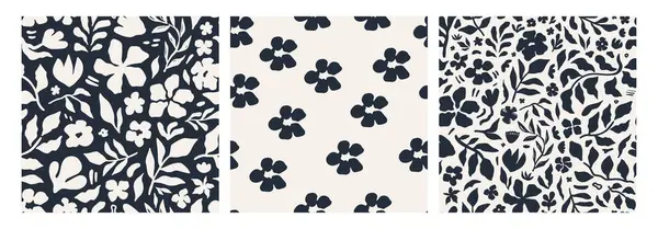 Soyut lacivert çiçekli, açık krem arka planda kusursuz desenler oluşturuldu. Modern minimalist tasarım kumaş, ambalaj, duvar kağıtları, arka plan, kırtasiye ve yaz dekorasyonu için mükemmeldir..