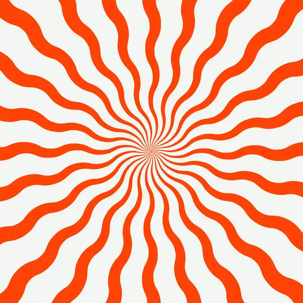 Dalgalı sarmal soyut arkaplan. Radyal çizgiler, güneş patlaması, patlama ya da sürpriz manga tarzı etki. Lolipop, şeker, yoğurt ya da dondurma baskısı. Kırmızı ve beyaz renkler. Vektör illüstrasyonu.