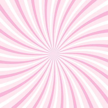 Yumuşak kıvrımlı çizgili açık pembe arkaplan patlaması. Pastel güneş patlaması deseni kız tasarımı, kawaii estetiği, poster ya da sosyal medya arkaplanı için. Vektör illüstrasyonu.