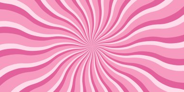 Pembe hipnotik girdap arka planı. Kavisli çizgileri olan soyut dalgalı güneş patlaması deseni. Psikedelik retro tasarım pop sanatı, parti temaları ve optik illüzyon etkileri için idealdir. Vektör Noel illüstrasyonu