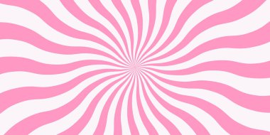 Dalgalı radyal çizgileri olan pembe saykodelik güneş patlaması arka planı. Pastel renklerde harika bir retro model. Klasik tasarım, parti davetiyeleri, çocuk dekorları veya moda dijital sanat eserleri için mükemmel.