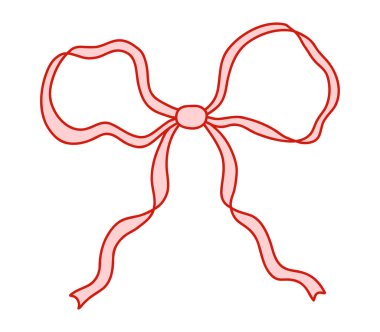 Kırmızı çizgili, pembemsi kırmızı kurdele. Sevgililer Günü için sevimli ve zarif tasarım unsuru, ambalaj, tebrik kartları, hatıra defteri, kadınsı marka ve dekorasyon. Vektör sanatı