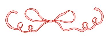 Kırmızı çizgili, pembemsi kırmızı kurdele. Sevgililer Günü için sevimli ve zarif tasarım unsuru, ambalaj, tebrik kartları, hatıra defteri, kadınsı marka ve dekorasyon. Vektör sanatı