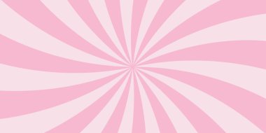 Girdap gibi bir yıldız patlaması. Pembe dondurma ve şeker arka planı, lolipop girdap desenleri çilek ve sirk elementleriyle karışımı. Retro spiral tasarım. Düz vektör çizimi izole edildi