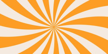 Güneş arka planında, radyal ışınlar var. Döner yıldız patlaması. Dokulu karnaval yaz psikedelik bg. 70 'lerin soyut dalgalı çizgili turuncu ve sarı grunge posteri. Vektör illüstrasyonu