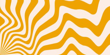 Trippy patlama çizgileri arka planı. Psikedelik dalgalı çizgili, sarı renkli duvar kâğıdı. Doğrusal güneş patlaması girdabı. Kıvrımlı kıvrımlı dokuları bükülmüş. Vektör illüstrasyonu