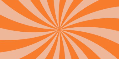 Soyut turuncu girdap yıldız patlaması arka planı. Dinamik kıvrımlı ışınları olan eski moda spiral tasarım. Psikedelik vektör çizimi, posterler, afişler, el ilanları, web ve yaratıcı projeler için mükemmel..