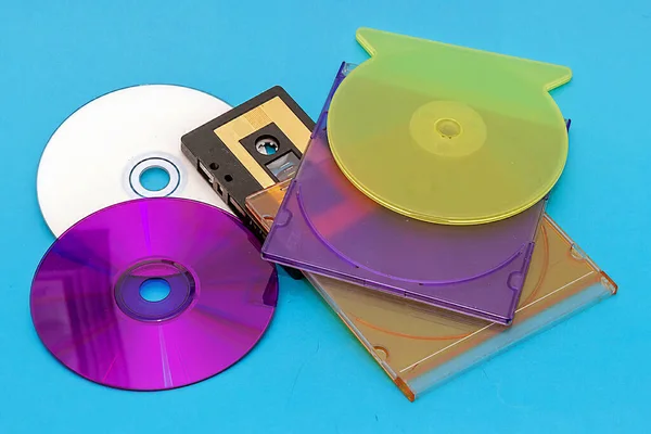 Música Retro Graba Cassette Audio Pila Discos Compactos —  Fotos de Stock