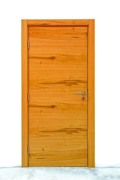 Closed Brown Wooden Door Interior Corridor Wall — Stock Photo, Image