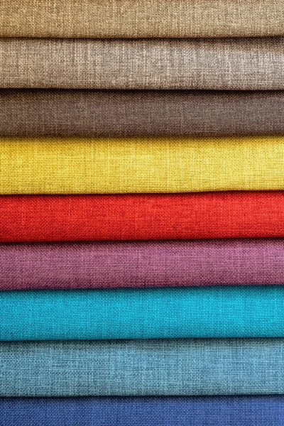 Färgglada Texturprover Textilmaterial Som Används Inom Tillverkningsindustrin — Stockfoto
