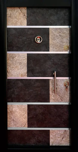 Moderne Geschlossene Eingangstür Von Innen Mit Einem Schlüssel — Stockfoto