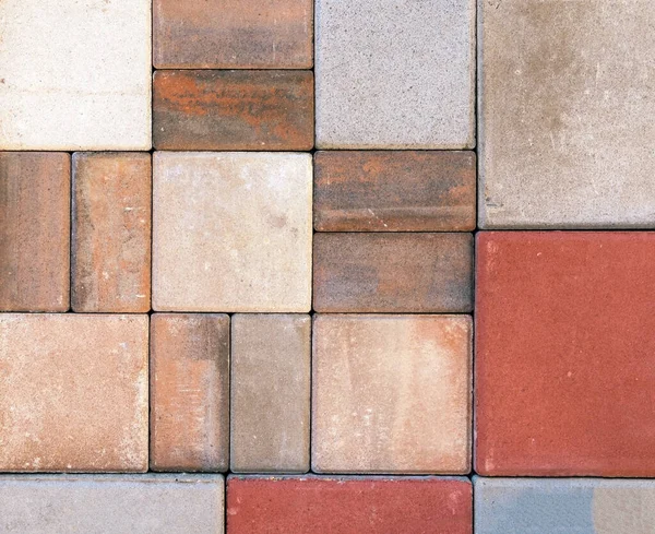 カラフルなレンガの石の正方形のパターンスタイルの背景テクスチャ — ストック写真