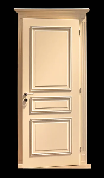 Modern Closed Beige Colour Wood Material Entrance Door — Stock Photo, Image