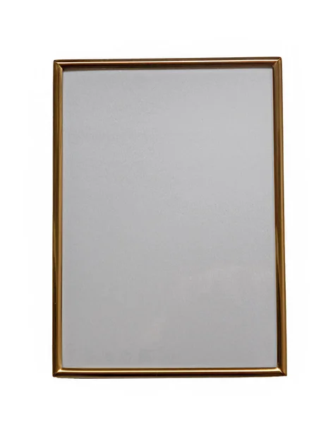 Blank Modern Gold Metal Frame Isolated White Background — Stock Photo, Image