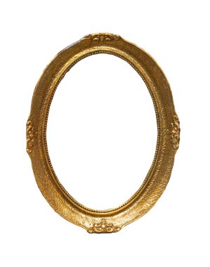 Eski oval vintage ahşap çerçeve beyaz üzerine izole