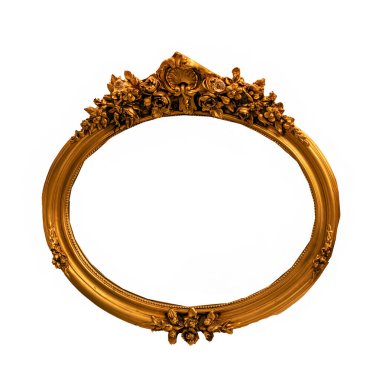 Beyaz arkaplanda izole edilmiş klasik altın metal çerçeve