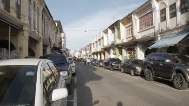 July 2022 Phuket Thailand Street View Thalang Road Oldtown Architecture — Stok Video