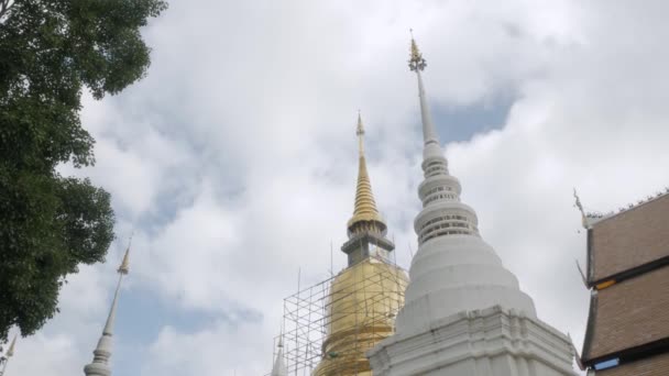 Many Ancient Stupa Pagoda Wat Suan Dok Temple Landmark Famous — Stok video