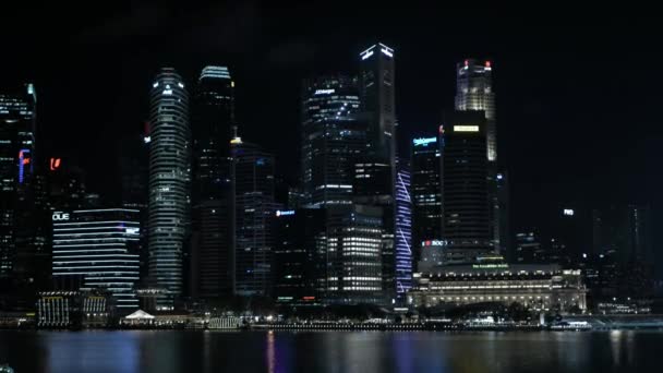 Pohled Singapurské Město Centru Města Noci Mnoha Mrakodrapy Business Hotel — Stock video