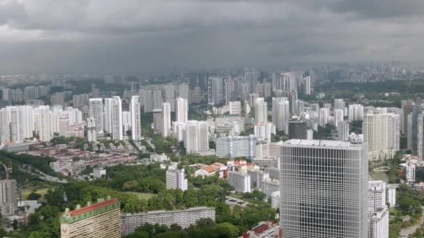Vista Pájaro Singapore Ciudad Abajo Ciudad Distrito Central Con Edificio — Vídeo de stock