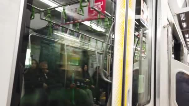 2022 Janeiro Tóquio Japão Vista Para Porta Dentro Trem Enquanto — Vídeo de Stock