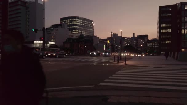Novembre 2022 Fukuoka Giappone Rallentatore Che Attraversa Strada Nel Centro — Video Stock