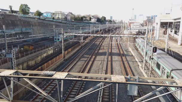 2019 Tokyo Giappone Vista Panoramica Dall Alto Sul Treno Ferroviario — Video Stock