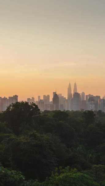 Vertical Timelapse Landscape View Kuala Lumpur City Center Downtown District — Stock Video